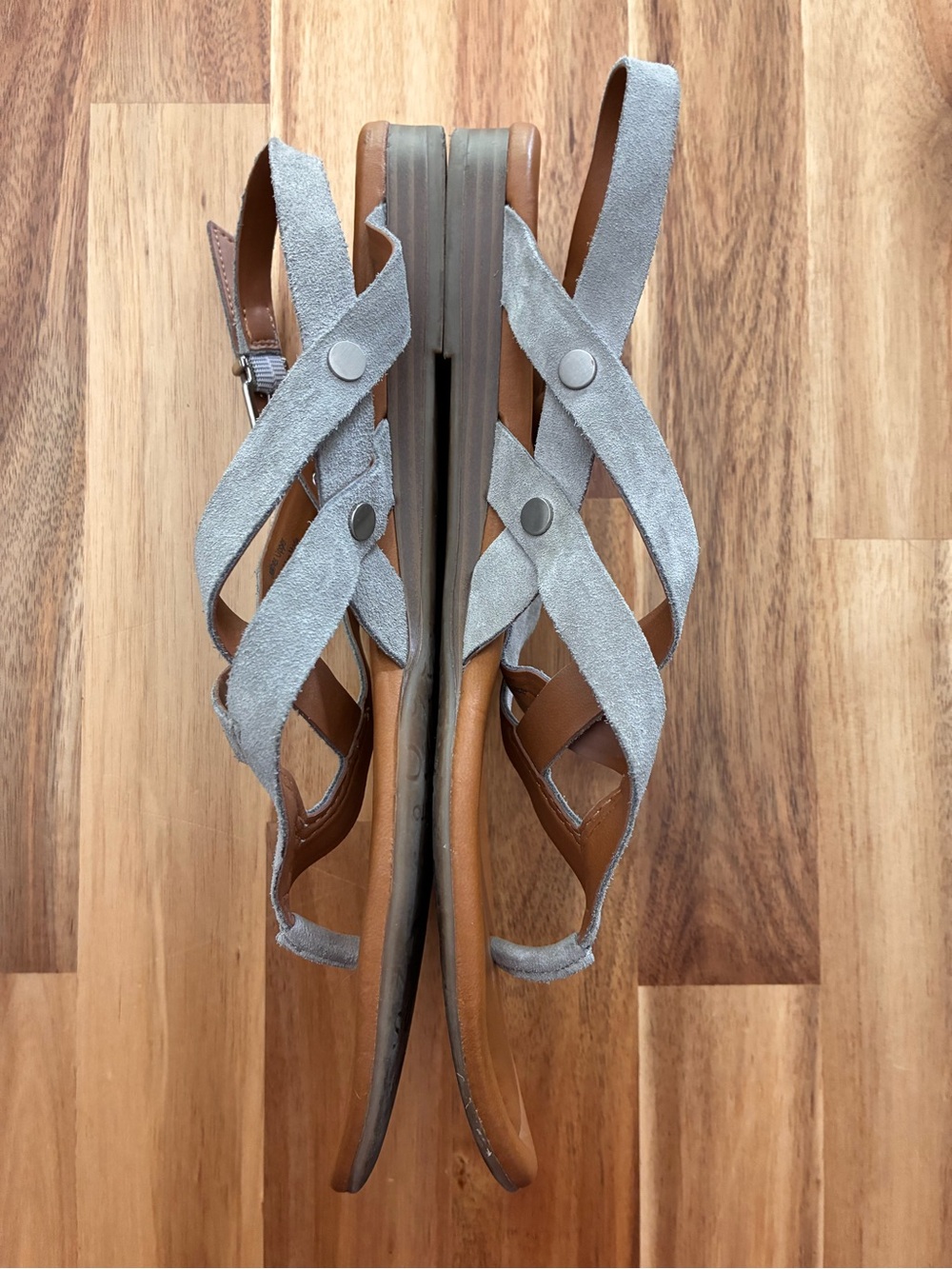 Franco Sarto Gretchen Strappy Sling Back Thong Sandals Gray Suede Women’s Sz 10 - Picture 7 of 14